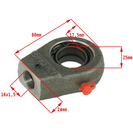 UCHO SIŁOWNIKA WAHLIWE FI 25mm M16x1,5 MOCOWANIE KT2*40 ŁOŻYSKO GE-25
